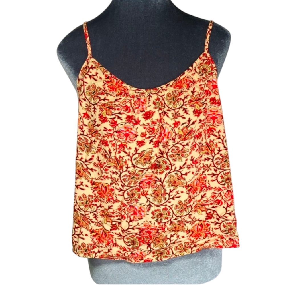 Joie Orange Floral Camisole with Adjustable Straps Size Medium
